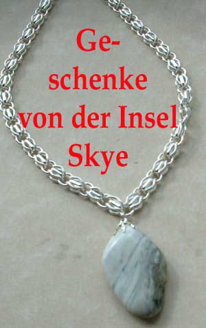 Einzigartige, handgefertigte Geschenkideen von der Hebrideninsel Skye - oft nur ein einziges St�ck auf Lager! Armb�nder, Anh�nger, Schl�sselanh�nger, Broschen in Clanfarben, Schatzkisten UND VIELES MEHR!